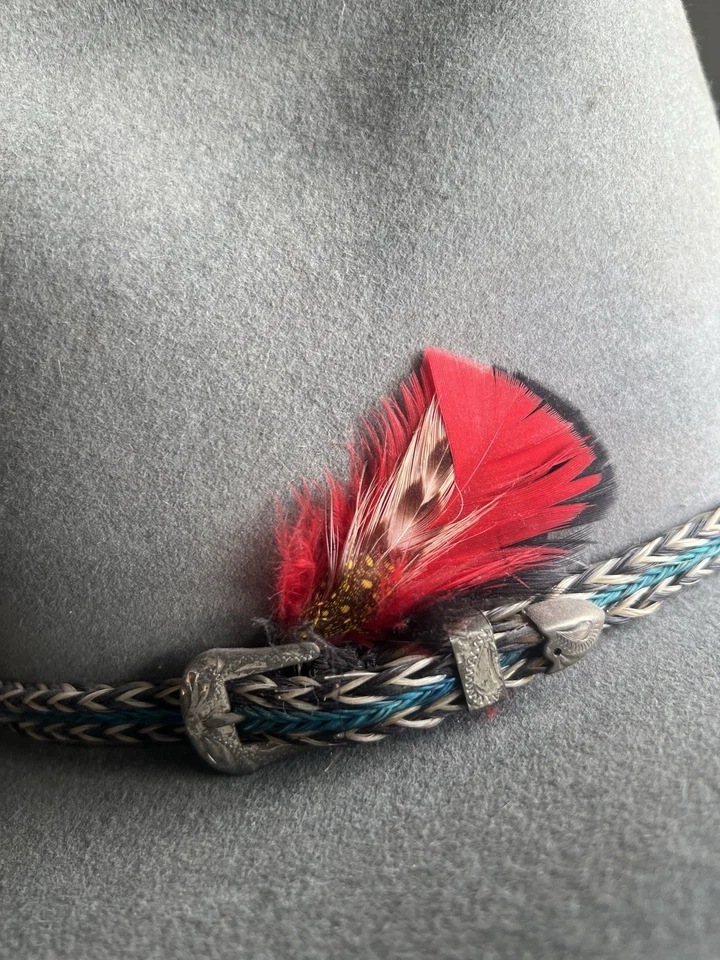 American Hat Company Tall Cowboy Hat Sage Green Size 7 1/4 3X Braided Band - Image 3 of 4