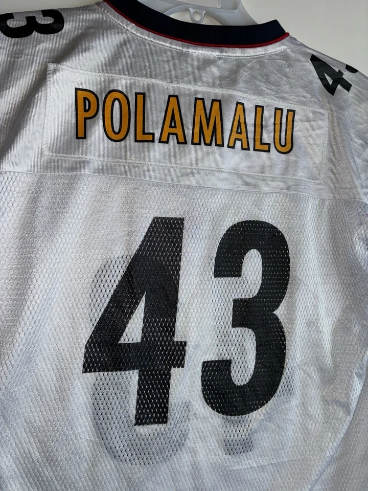PITTSBURGH STEELERS TROY POLAMALU SUPER BOWL XL JERSEY NFL REEBOK MENS XL 21x31 - Image 3 of 4