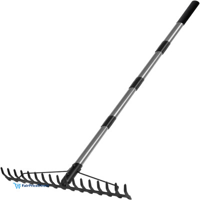 Walensee Rasenrechen 165cm Metall Harke 17 Zinken Edel