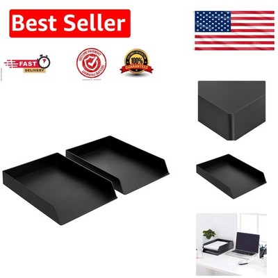 Durable Black Letter Tray Set - 2-Pack for Organized Workspaces, 9.49'' x 12.78''