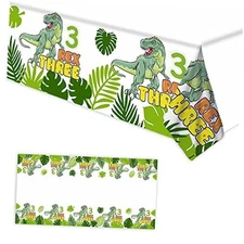 3 REX Three Dinosaur 3rd Years Tablecloth Party Supplies for Kids Boys Dino 