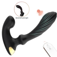 Prostate Massager Dual Motor Remote Vibrators Waterproof Powerful Flapping