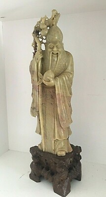 【ボクくん様用】WIDOW / Carved In Stone Carved Soapstone Jade Chinese Wise Man Figurine Asian Shou Lao God