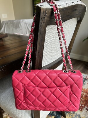 CHANEL 3 Flap Quilted CC Shoulder Chain Bag Fuchsia Pink 100
