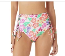 California Waves' Hawaii Sunsets Side-Lace-up High-Waist Bikini Bottoms, Small