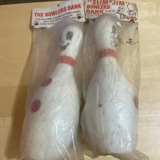 2 The Bowlers Bank Vintage Slim Jim Coin Bank MAFCO No.BL-697 Original Packaging