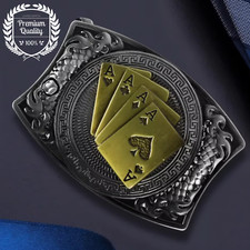 FOUR ACES Belt Buckle Metal Zinc Alloy Vintage Men Retro Cowboy Western Premium