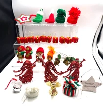Lot of 30+ Vintage Mini Hanging Christmas Tree Ornaments 1" to 4" Various