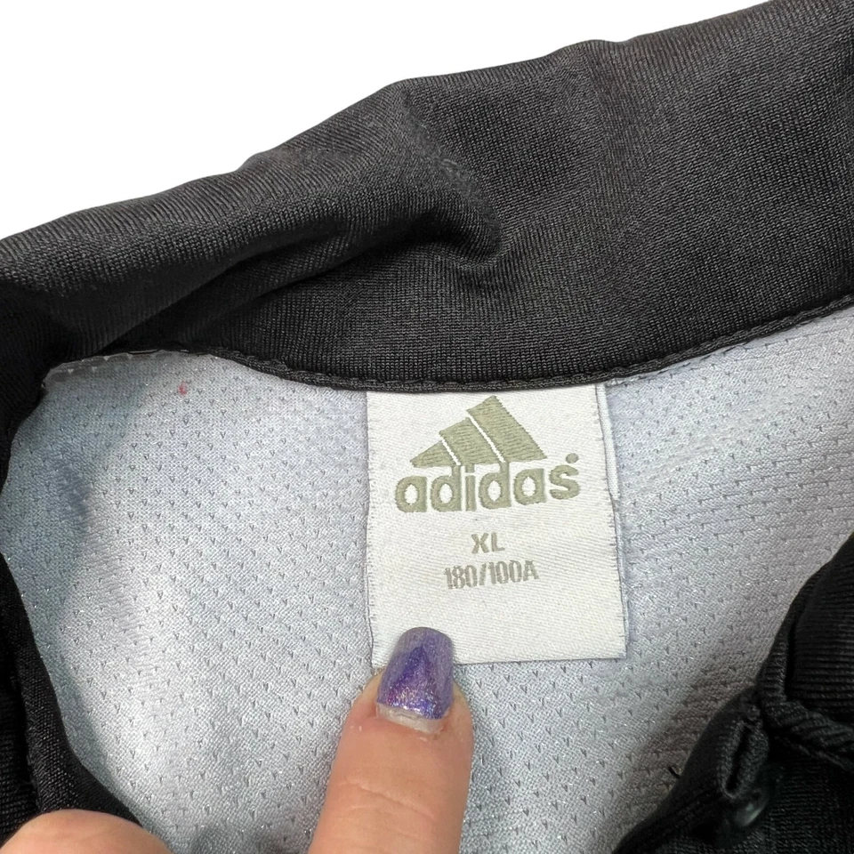 Adidas VTG Three Stripes Short Sleeve Polo T-Shirt Black Blue Kids Girls XL - Image 4 of 4