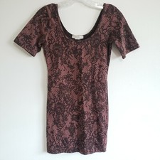 Forever 21 Womens M Brown Dusty Rose Lace Dress Short Sleeve On or Off Shoulder 