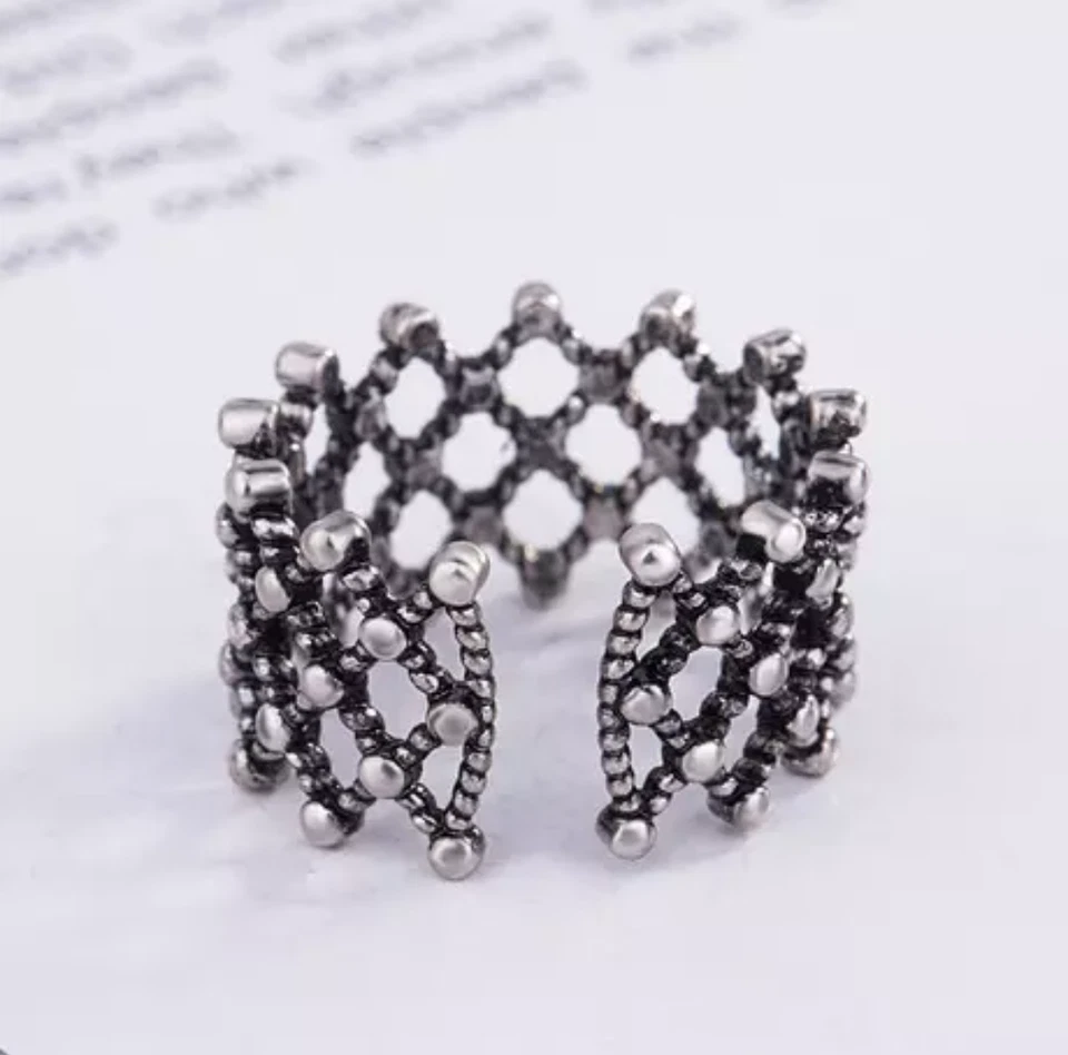 Anello regolabile intreccio argento placcato 925/ring node plot weaving sphere - Immagine 3 di 4