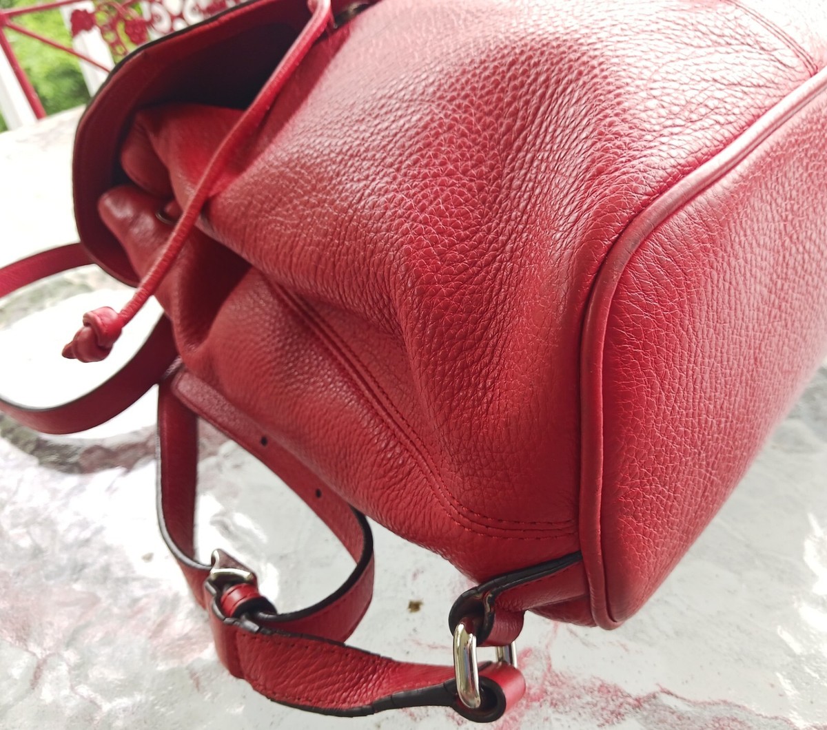 Coach Red Park Leather Backpack w/Drawstring and Turnlock 