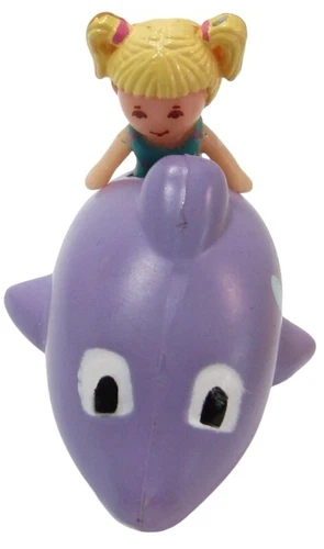 1992 Polly Pocket Vintage Dolphin Pen Pal with Tiny Tina Pencil Topper