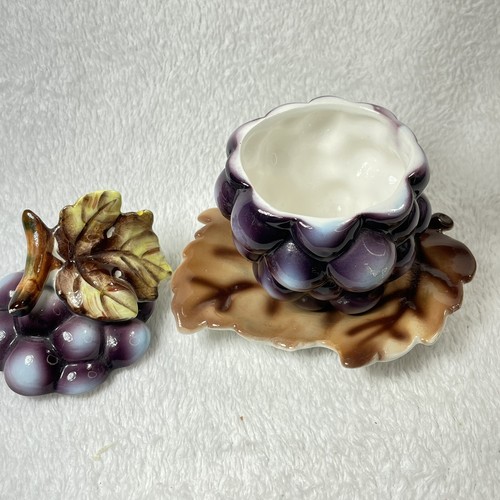 Lefton China Cluster Grapes Jelly Jam Jar / Sugar Bowl - Picture 7 of 12