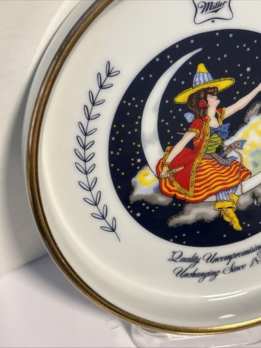 Miller Beer Ashtray Woman Lady on the moon Vintage Guilded NOS Unused In Box - Picture 4 of 8