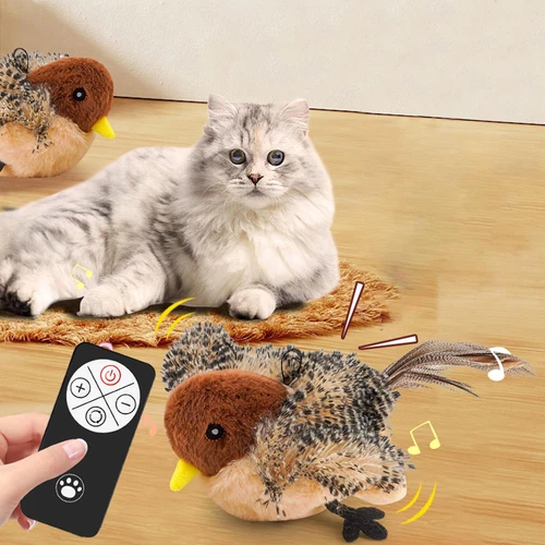 Bird Cat Toy Simulated Chirping Bird Interactive Cat Toy Rechargeable Flapping - Picture 7 of 12