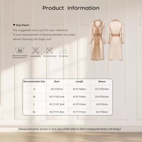 Womens Coat See Through Trench Notch Lapel Jackets Ladies Outerwear Cropped- - Picture 24 of 60
