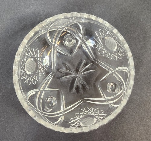 Vintage Bleikristall 8" Schale handgeschliffen fein Bleikristall 3 Fuß überbacken - Bild 2 von 6
