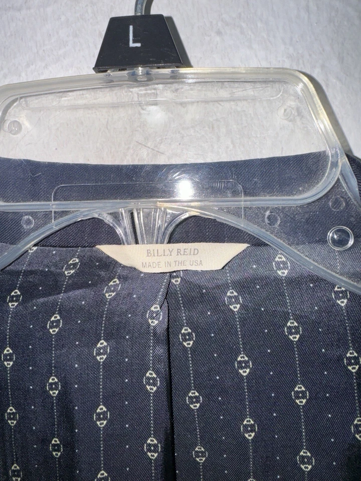 Billy Reid Blazer Blue Sharp Two Button Sport Coat Italian Suit Wool Jacket 44R - Image 3 of 4