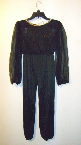 Adult Medium Genie Halloween Costume Black 3 Piece Crop Top, Pants & Veil EUC!!! - 第 2/2 張圖片
