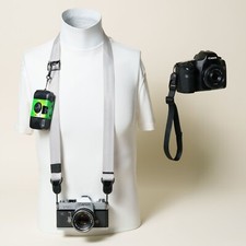 COMBO - Camera Wrist  Neck Strap SILVER  BLACK w/ Peak Design Anchors