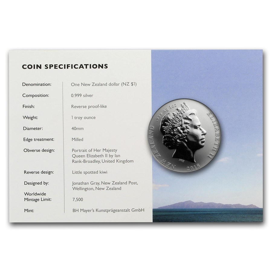 2018年ニュージーランド キウイ スペシメン シルバーコイン純銀999 1oz New Zealand- 2018 - 1 OZ Silver Specimen Coin- Little