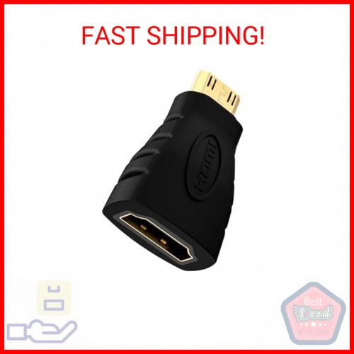 VCE Mini HDMI to HDMI Adapter, 4K HDMI Female to Mini HDMI Male Adapter, Gold Pl