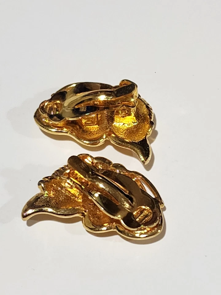 Pendientes Joan Rivers Mariposa Tono Dorado Imitación Perla Clip On Foto 4 de 4