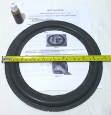 (2) Two 10" Foam Speaker Surrounds w/ Speaker Repair Refoam Instruction & Glue 