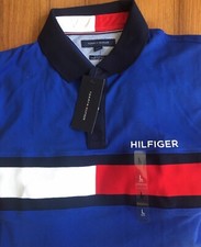 Image of Tommy Hilfiger mens Mazarine blue polo top size L