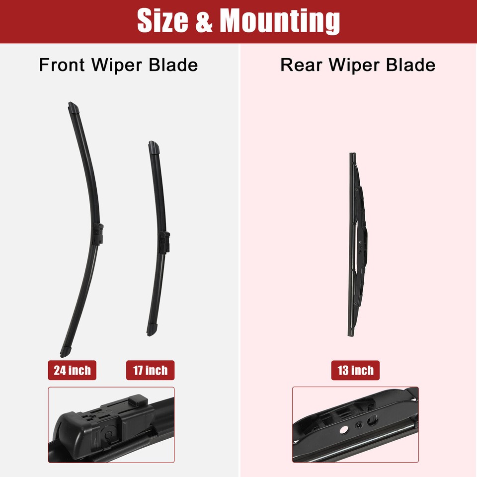 Set of 3 Windshield Wiper Blades For Chevrolet Equinox 20152017 (24"17