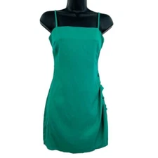 Lovers + Friends Ellis mini dress ruched button kelly green New size XXS