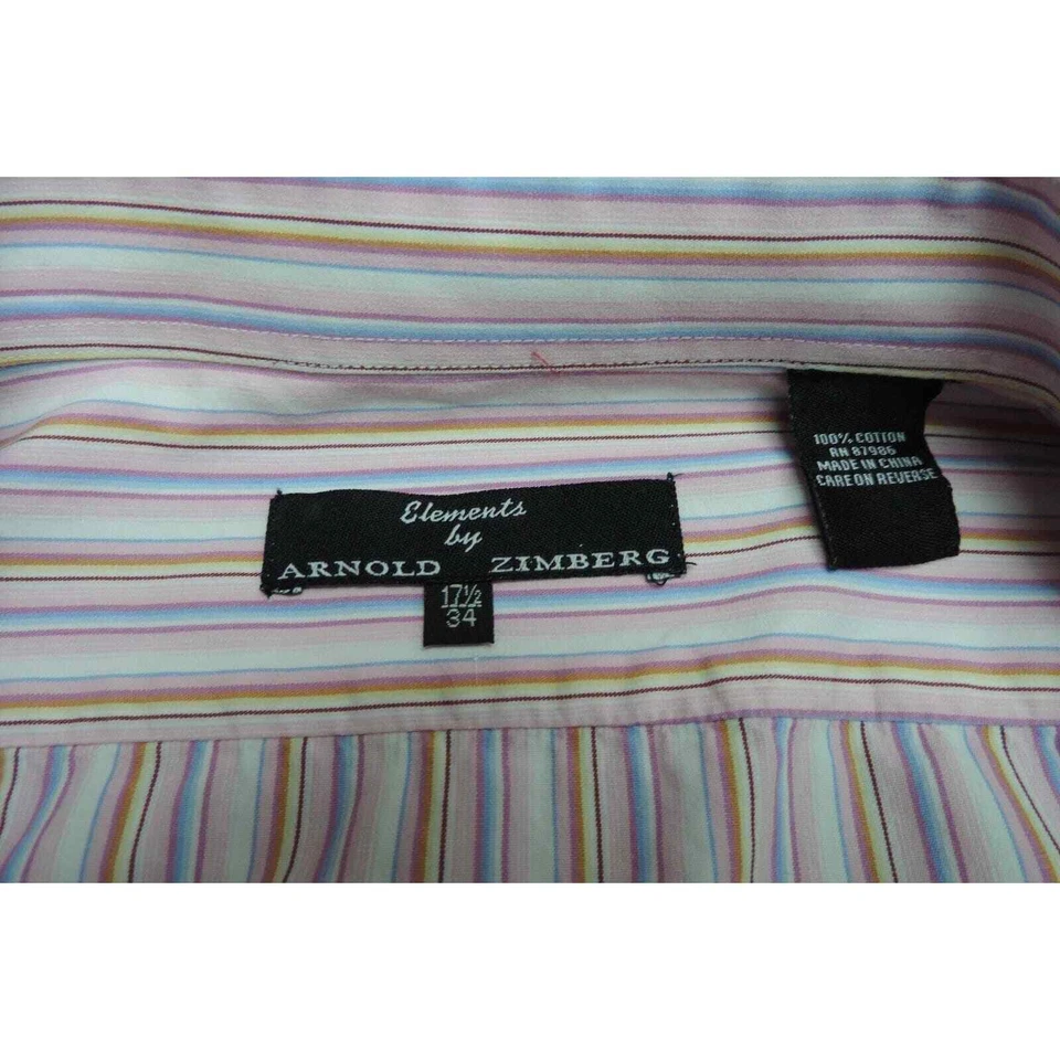 Arnold Zimberg Hombre Talla 17.5/34 Manga Larga Botón Delantero Multicolor Rayas Foto 2 de 4