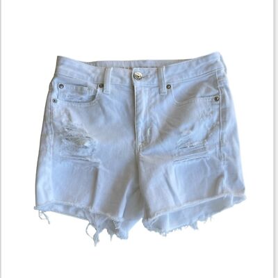 American Eagle Women s white high rise shortie black distressed size 6