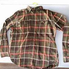 Mens Flannel Shirt Large Plaid Button Down Green Brown Red Lumberjack Workwear