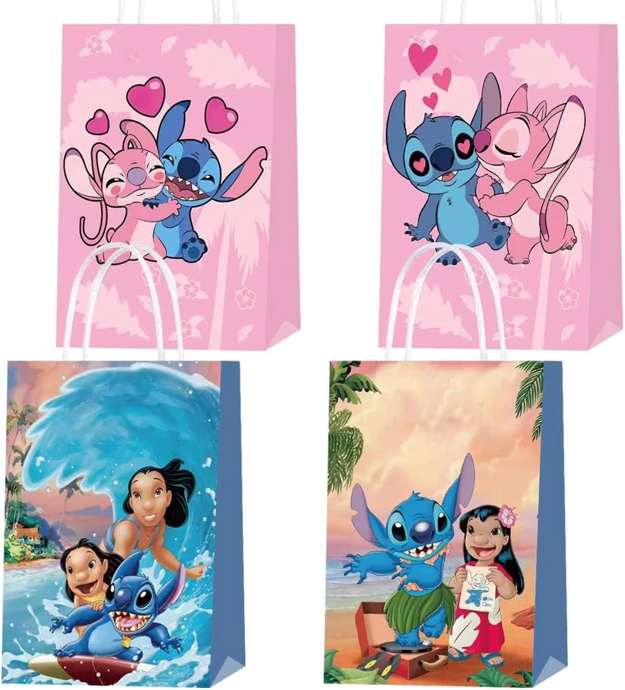 20 Pcs Lilo Stitch Party Favor Bags with Handles, Lilo Stitch Paper Gift Bags Goodie Treat Bags Party Gift Bags for Boys Girls Birthday Party