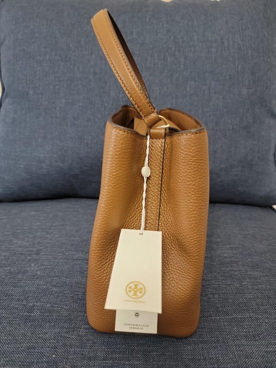 25年★Tory Burch Britten Mini Satchel 160641 Pebbled Leather Tory Burch Britten Mini Satchel 160641 Moose
