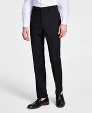 Calvin Klein Mens Slim Fit Dress Pants Stretch Wrinkle Resistant Black 40W X 32L