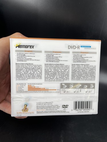 Memorex 8x 4,7GB 120min DVD + R 10PK Z etui na biżuterię (FABRYCZNIE NOWE ZAPIECZĘTOWANE) - Zdjęcie 3 z 3