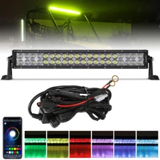 AUXBEAM RGB 5D 22" 480W Dual Row LED Light Bar Offroad Pickup For Jeep SUV ATV