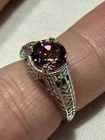 New BBJ 925 Sterling Silver Floral Vtg Design Mystic Topaz Ring Sz7.25, 2.9g