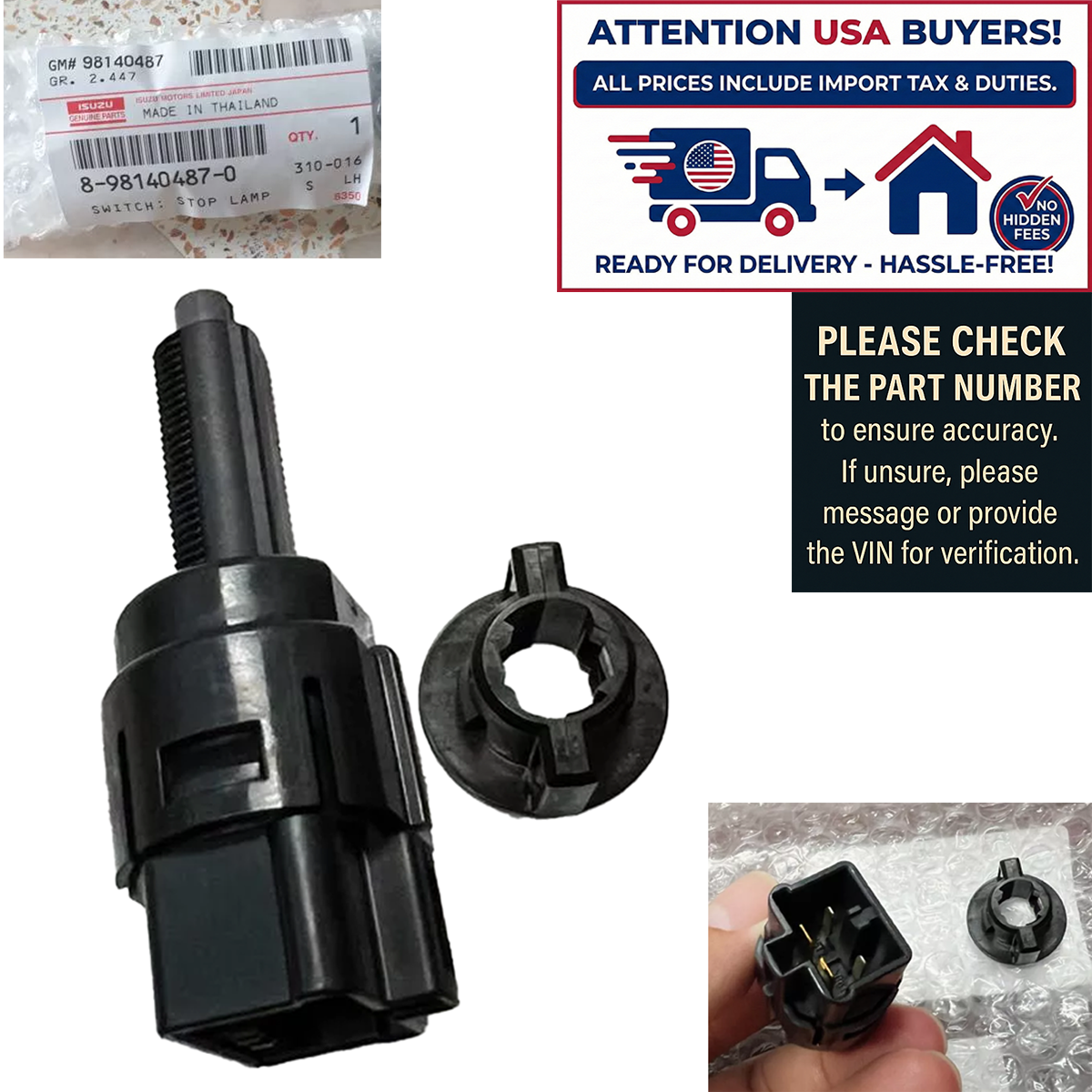 ISUZU #8981404870 Brake light switch D-Max 2012-2021 / MU-X 2014