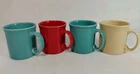 Fiestaware Large Handle Java Coffee Mug Cup 10oz Set Of 4, Red, Ivory, Turquoise