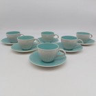 Poole Pottery Demitasse Cup Saucer Set of 6 Twintone Ice Green Seagull 100ml