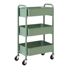 SunnyPoint 3-Tier Compact Rolling Metal Storage Organizer - Mobile Utility Cart