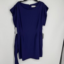 NWT Eliza J Women's Size 14 Purple Belted With Pockets Dress