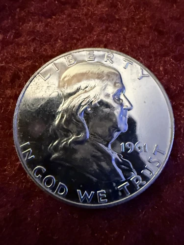 👀 1961 Franklin Half Dollar , 90% Silver, Uncirculated, 💎 Gem Quality