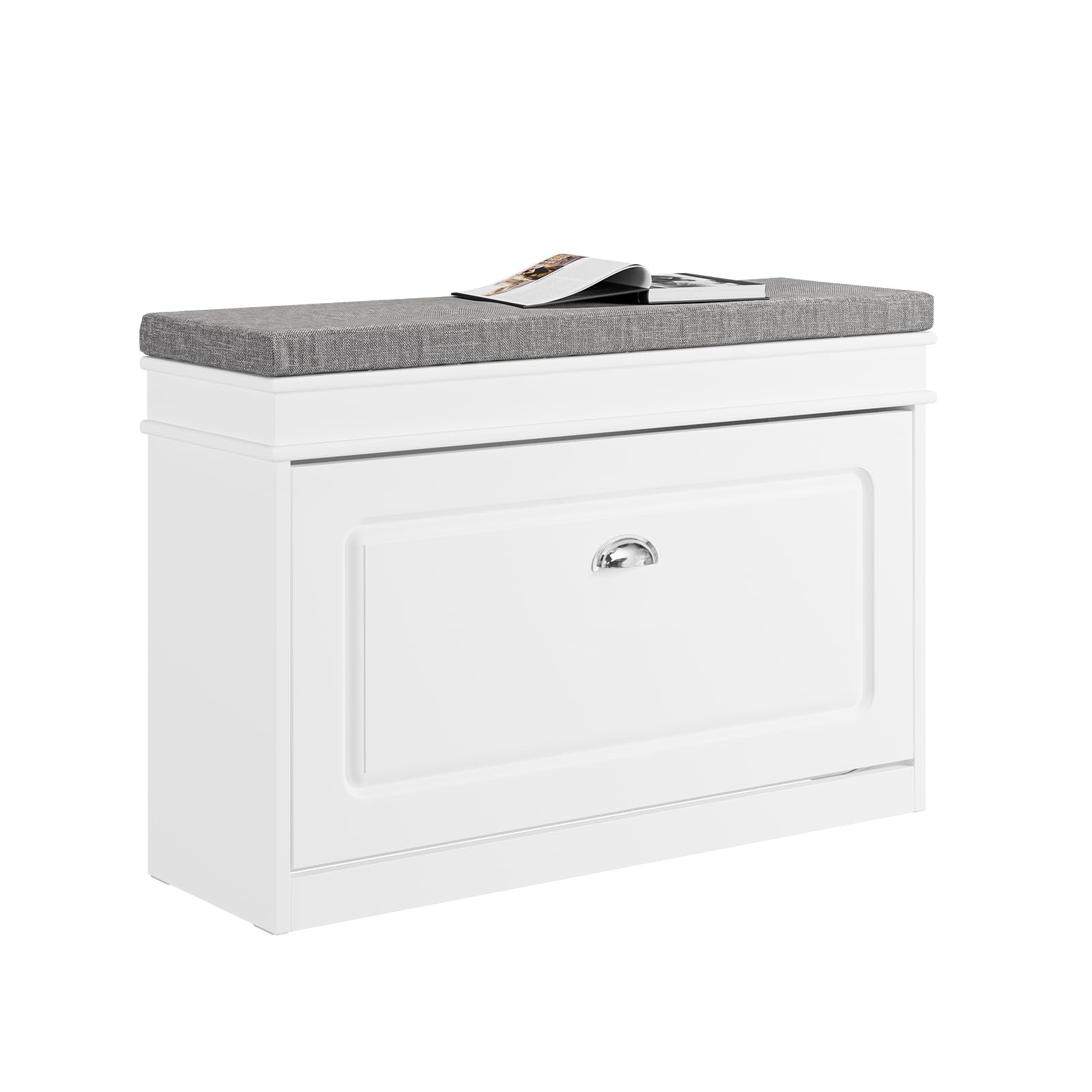 Meuble chaussure banc d'entrée avec rangement à abattant blanc en bois 60cm