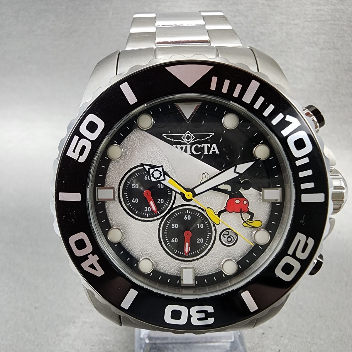 Invicta Mickey Mouse Chronograph Watch Men 50mm White Dial Steel