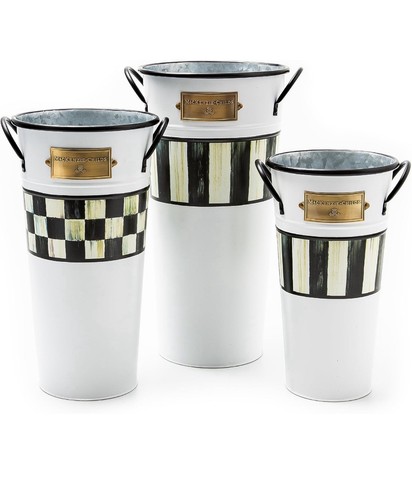 MacKenzie-Childs Set of 3 Spectator Flower Buckets Decorative Metal Buckets